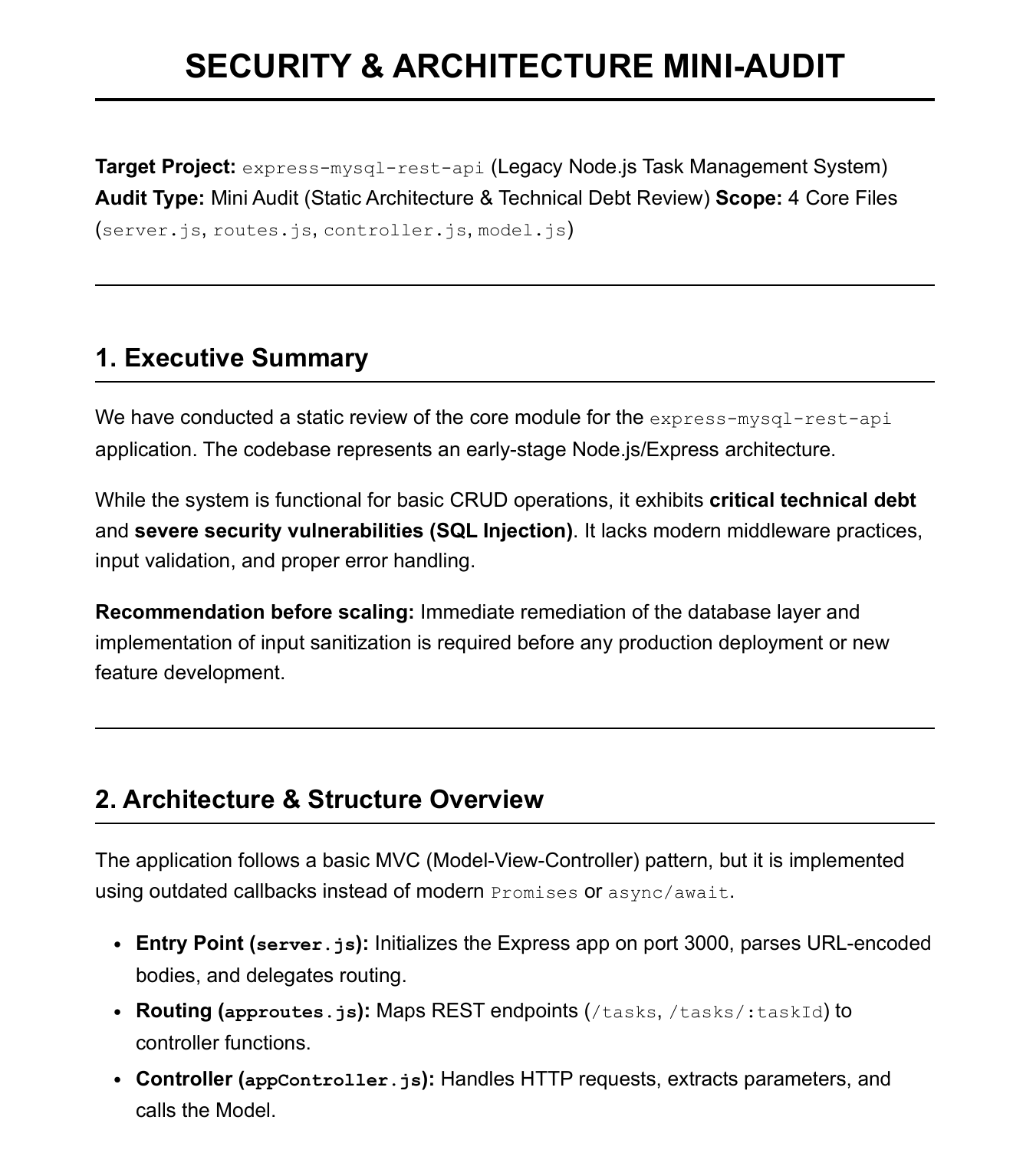 Mini-Audit Report Sample